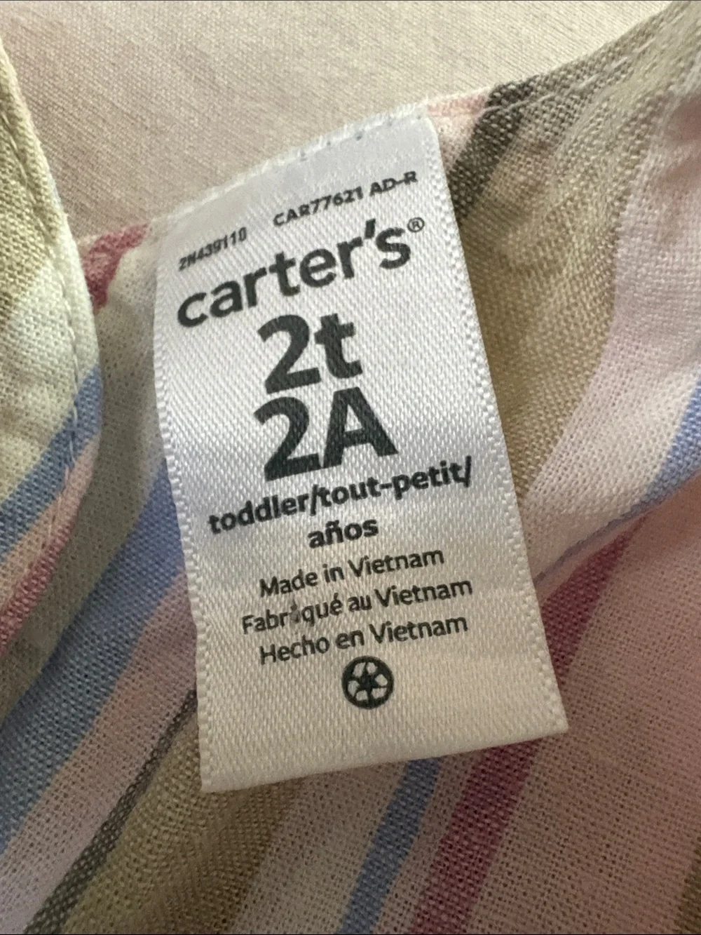 Carter's Pastel Striped Short Sleeve Dress - Pink, Blue & Green